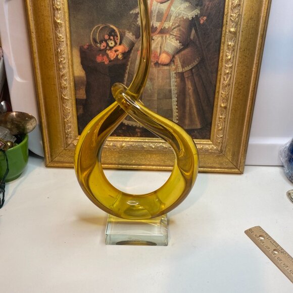 Murano Vintage Amber Art Glass LOVE KNOT Swirl Abstract Sculpture 13” Tall - Picture 6 of 10